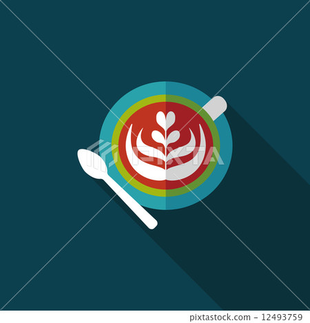 coffee latte art flat icon with long shadow,eps10 coffee latte art flat icon with long shadow,eps10 12493759