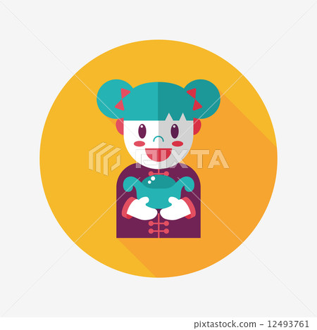 Chinese New Year girl flat icon with long shadow,eps10 Chinese New Year girl flat icon with long shadow,eps10 12493761