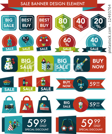 Birthday sale banner design flat background set, eps10 Birthday sale banner design flat background set, eps10 12493764