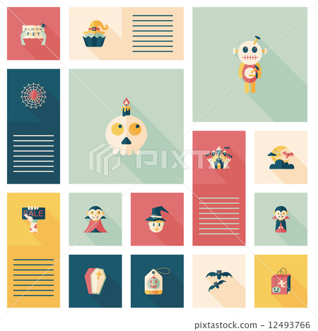 Halloween flat ui background set 12493766