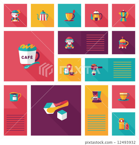 Coffee flat ui background set, eps10 Coffee flat ui background set, eps10 12493932