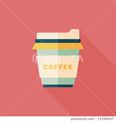 takeaway coffee flat icon with long shadow,eps10 12494087