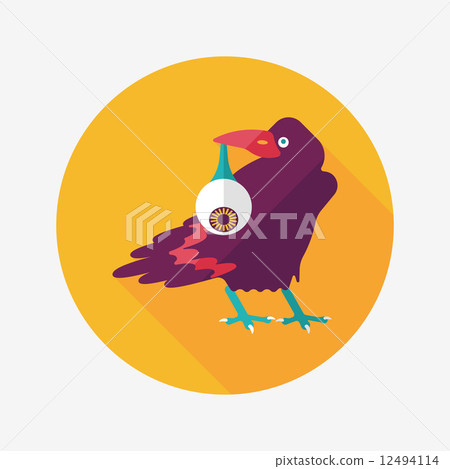 Halloween crow and eyeball flat icon with long shadow,eps10 12494114