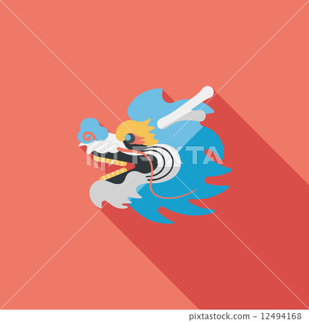 Chinese New Year flat icon with long shadow,eps10,The dragon and Chinese New Year flat icon with long shadow,eps10,The dragon and 12494168