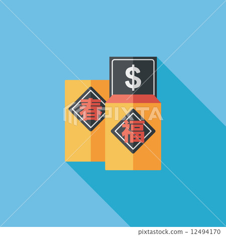 Chinese New Year red envelope flat icon with long shadow,eps10 Chinese New Year red envelope flat icon with long shadow,eps10 12494170