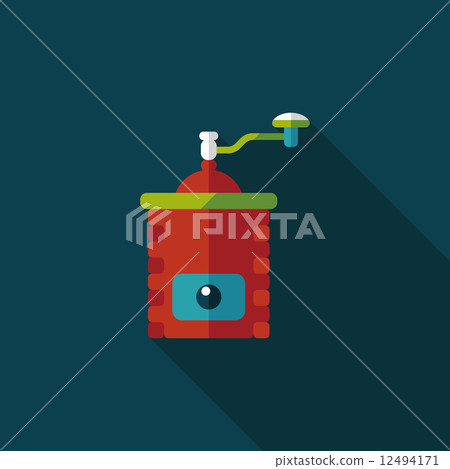 grinding coffee machine flat icon with long shadow,eps10 12494171