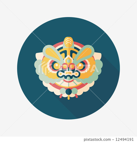 Chinese New Year flat icon with long shadow,eps10,The dragon and Chinese New Year flat icon with long shadow,eps10,The dragon and 12494191