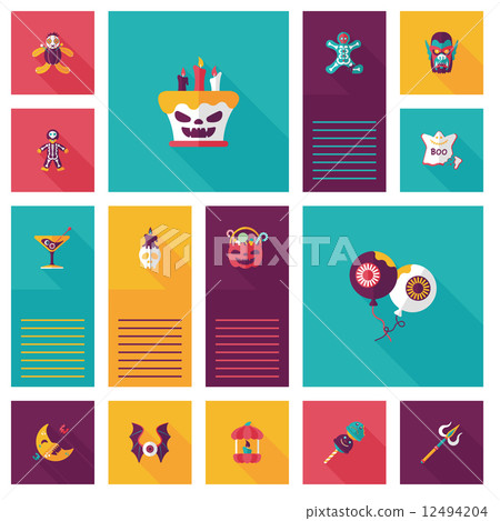 Halloween flat ui background set 12494204