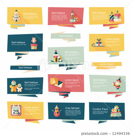 Christmas flat banner set background, eps10 12494336