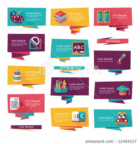 school flat banner background set, eps10 12494337