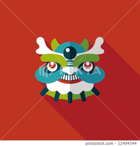 Chinese New Year flat icon with long shadow,eps10,The dragon and Chinese New Year flat icon with long shadow,eps10,The dragon and 12494344