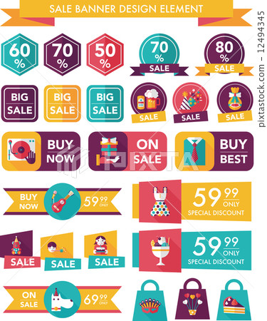 Birthday sale banner design flat background set, eps10 Birthday sale banner design flat background set, eps10 12494345