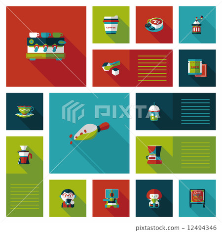 Coffee flat ui background set, eps10 12494346