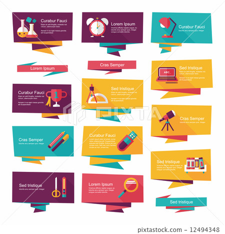 school flat banner background set, eps10 12494348