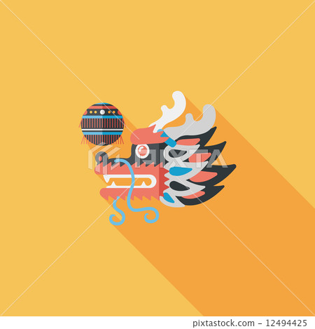 Chinese New Year flat icon with long shadow,eps10,The dragon and Chinese New Year flat icon with long shadow,eps10,The dragon and 12494425