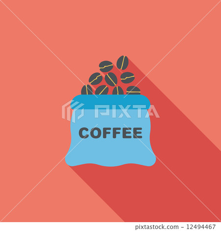 coffee bean flat icon with long shadow,eps10 12494467