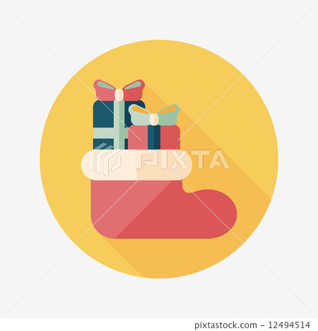 Christmas stocking flat icon with long shadow,eps10 Christmas stocking flat icon with long shadow,eps10 12494514