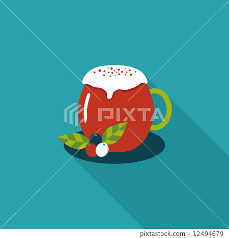 hot milk cream coffee flat icon with long shadow,eps10 12494679