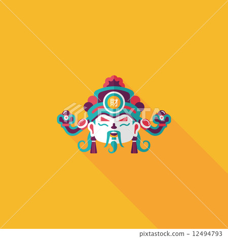 Chinese New Year flat icon with long shadow,eps10, God of wealth Chinese New Year flat icon with long shadow,eps10, God of wealth 12494793