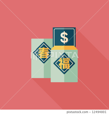 Chinese New Year red envelope flat icon with long shadow,eps10 Chinese New Year red envelope flat icon with long shadow,eps10 12494801