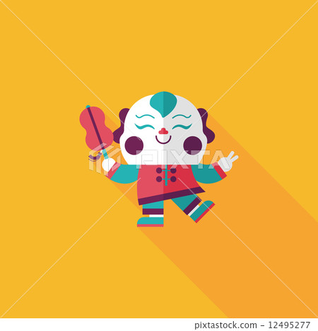 Chinese New Year flat icon with long shadow,eps10, Maitreya doll 12495277