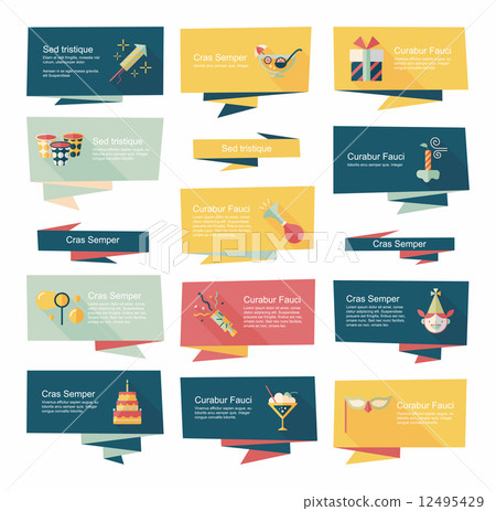 Birthday flat banner background set, eps10 Birthday flat banner background set, eps10 12495429