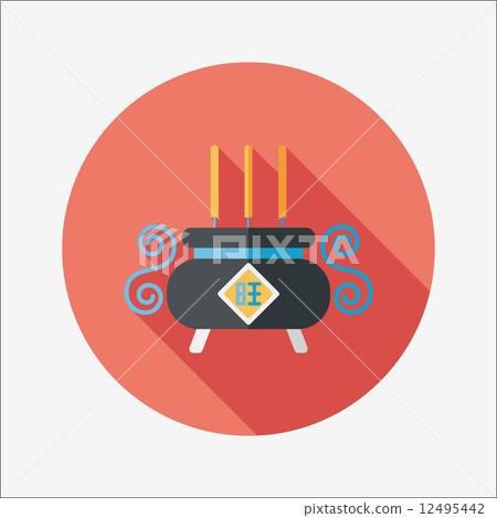 Chinese censer flat icon with long shadow,eps10 12495442