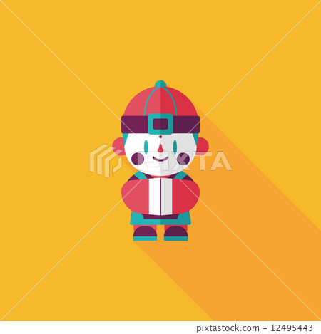 Chinese New Year boy flat icon with long shadow,eps10 12495443