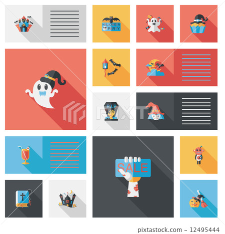 Halloween flat ui background set 12495444