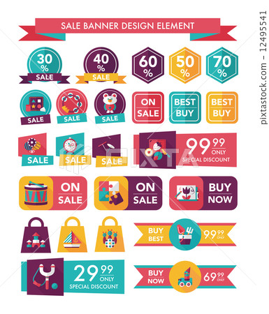 Toy sale banner design flat background set, eps10 12495541