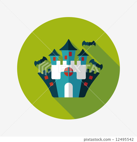 Halloween castle flat icon with long shadow,eps10 Halloween castle flat icon with long shadow,eps10 12495542