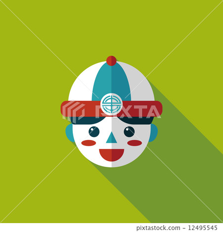 Chinese New Year boy flat icon with long shadow,eps10 12495545