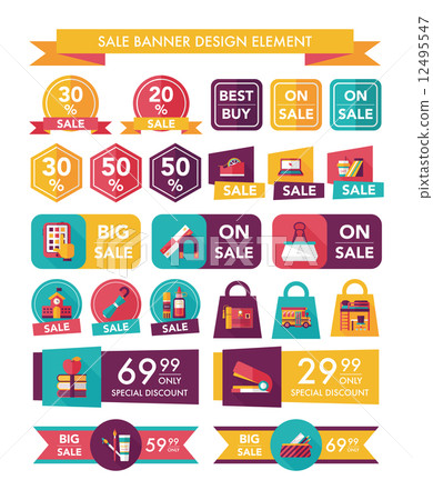 School sale banner design flat background set, eps10 12495547