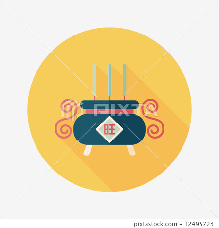 Chinese censer flat icon with long shadow,eps10 12495723