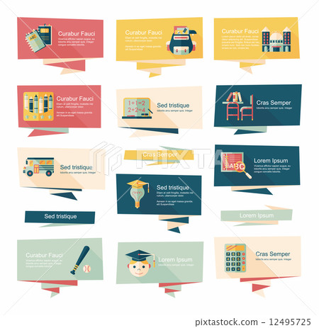 school flat banner background set, eps10 12495725