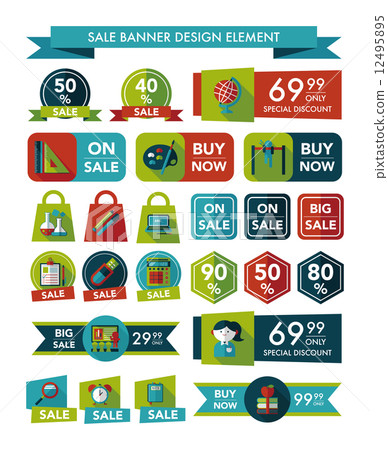 School sale banner design flat background set, eps10 School sale banner design flat background set, eps10 12495895