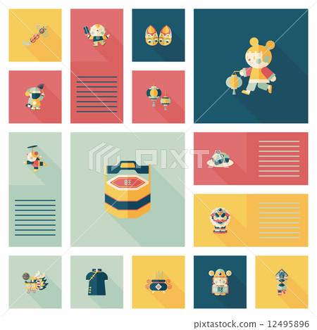 Chinese New Year flat ui background, eps10 12495896