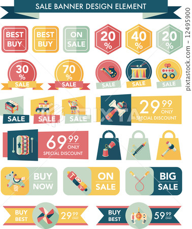 Toy sale banner design flat background set, eps10 12495900