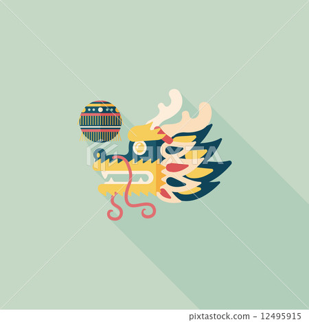 Chinese New Year flat icon with long shadow,eps10,The dragon and Chinese New Year flat icon with long shadow,eps10,The dragon and 12495915