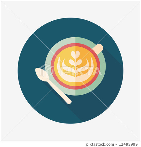 coffee latte art flat icon with long shadow,eps10 12495999