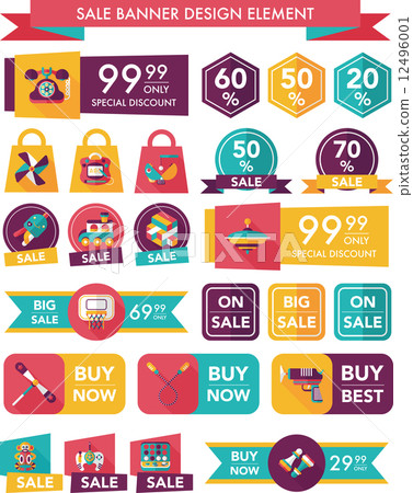 Toy sale banner design flat background set, eps10 12496001