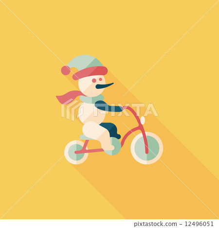 snowman cycling flat icon with long shadow,eps10 snowman cycling flat icon with long shadow,eps10 12496051