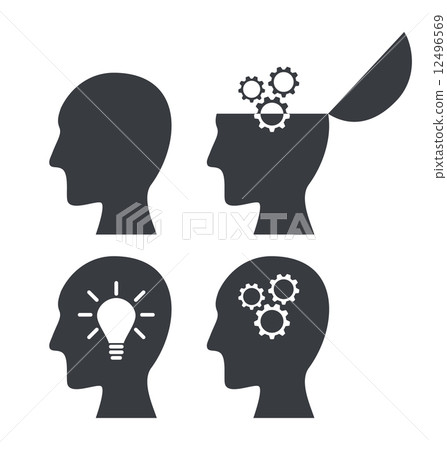 Icon process of generating ideas to solve problems, birth of the 12496569