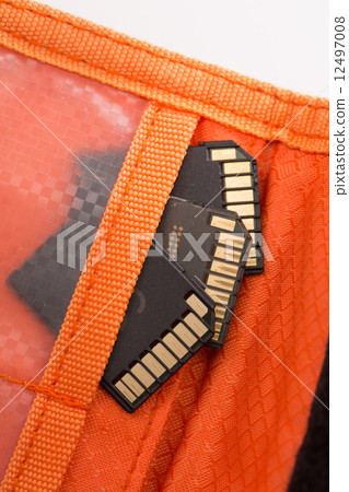 Stack black memory SD card isolated 12497008