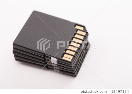 Stack black memory SD card isolated 12497124