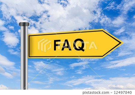 yellow road sign with FAQ or Frequently asked question words 12497840