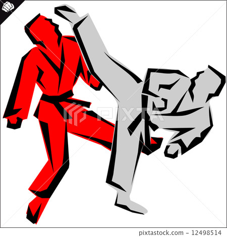 Martial arts-KARATE fighters in dogi, kimono. 12498514