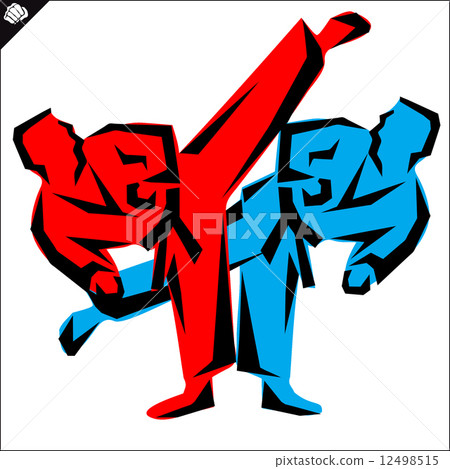 Martial arts-KARATE fighters in dogi, kimono. Martial arts-KARATE fighters in dogi, kimono. 12498515