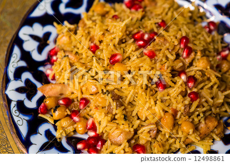 Oriental shah pilaf, pilaw, plov, rice with meat 12498861
