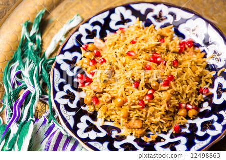 Oriental shah pilaf, pilaw, plov, rice with meat 12498863